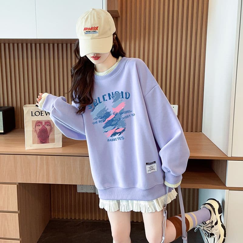 실사 정가 순수한 Mianhua 면 복합 우유 실크 이후 패키지 칼라 양모 패치워크 패션 후드티 상세 이미지 11