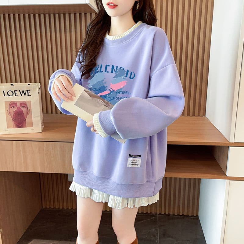 실사 정가 순수한 Mianhua 면 복합 우유 실크 이후 패키지 칼라 양모 패치워크 패션 후드티 상세 이미지 12