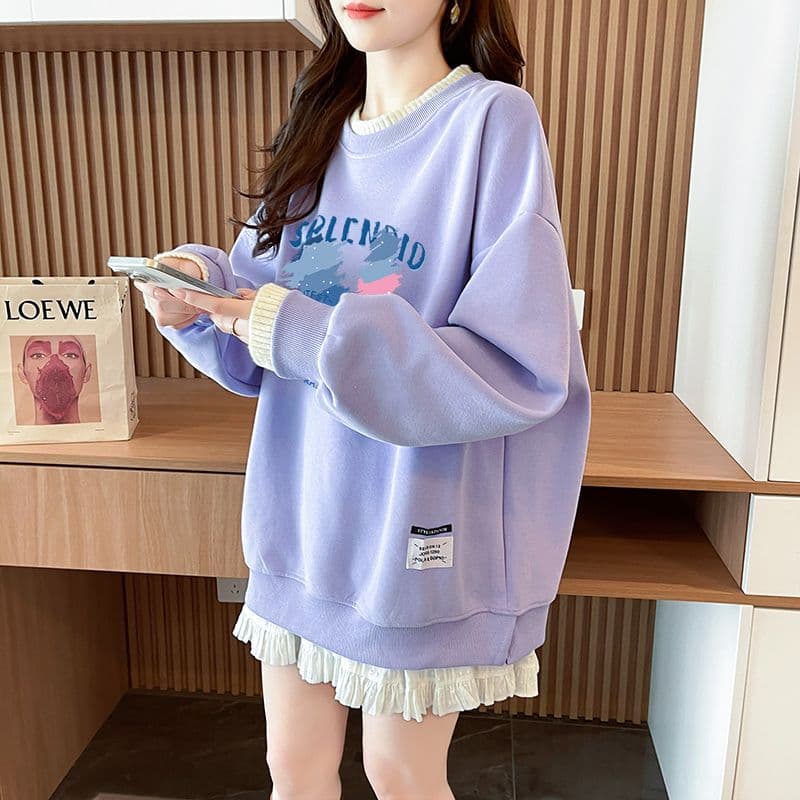 실사 정가 순수한 Mianhua 면 복합 우유 실크 이후 패키지 칼라 양모 패치워크 패션 후드티 상세 이미지 13