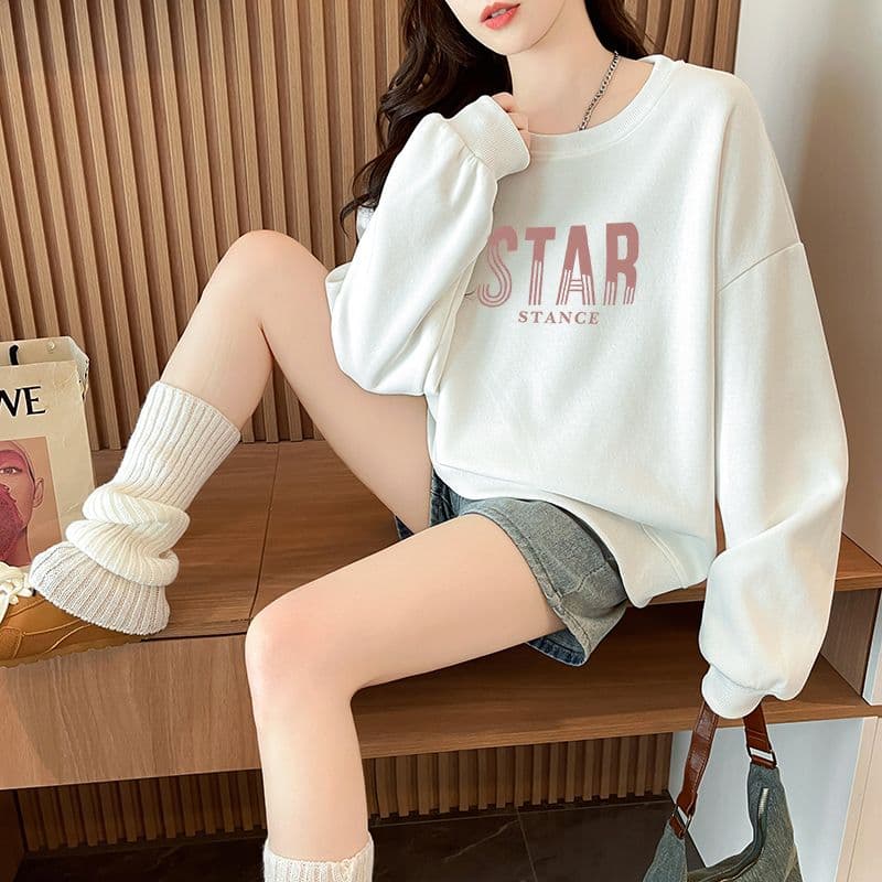 실사 정가 순수한 Mianhua 면 복합 우유 실크 이후 패키지 칼라 라운드 넥 패션 만나는 후드티 상세 이미지 2