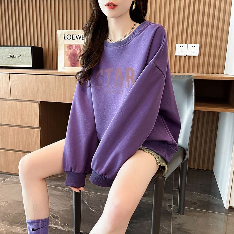 실사 정가 순수한 Mianhua 면 복합 우유 실크 이후 패키지 칼라 라운드 넥 패션 만나는 후드티 상세 이미지 7
