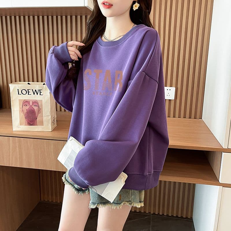 실사 정가 순수한 Mianhua 면 복합 우유 실크 이후 패키지 칼라 라운드 넥 패션 만나는 후드티 상세 이미지 11
