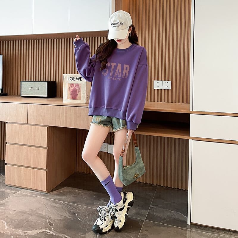 실사 정가 순수한 Mianhua 면 복합 우유 실크 이후 패키지 칼라 라운드 넥 패션 만나는 후드티 상세 이미지 13