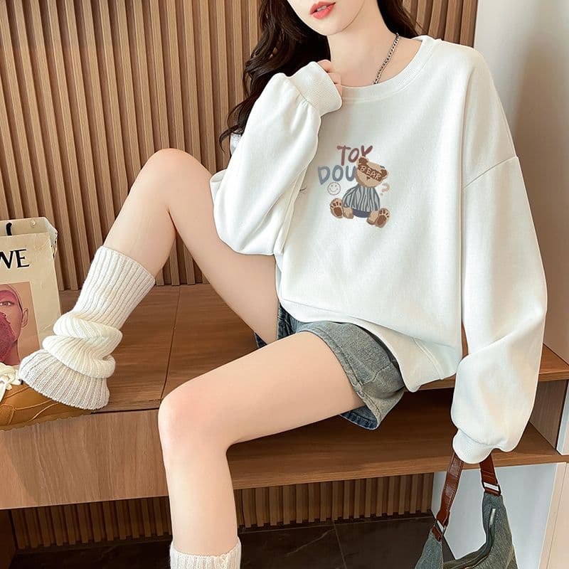 실사 정가 순수한 Mianhua 면 복합 우유 실크 이후 패키지 칼라 라운드 넥 패션 만나는 후드티 상세 이미지 3