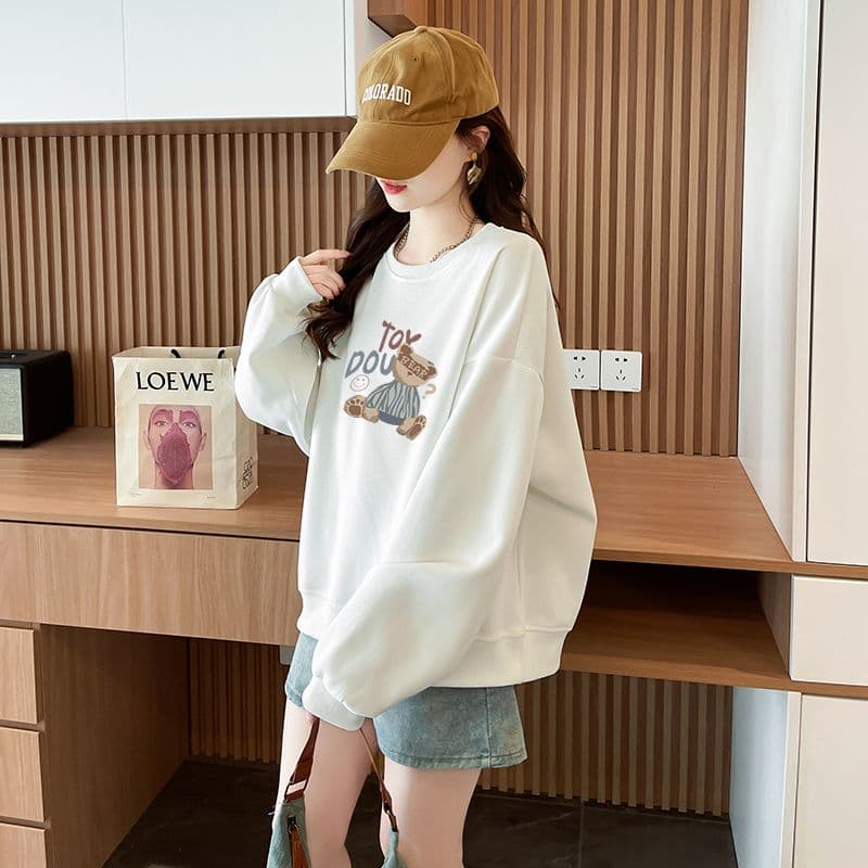 실사 정가 순수한 Mianhua 면 복합 우유 실크 이후 패키지 칼라 라운드 넥 패션 만나는 후드티 상세 이미지 5