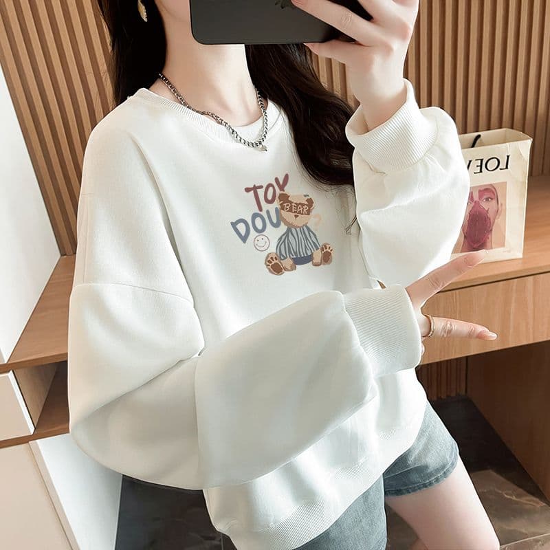 실사 정가 순수한 Mianhua 면 복합 우유 실크 이후 패키지 칼라 라운드 넥 패션 만나는 후드티 상세 이미지 7