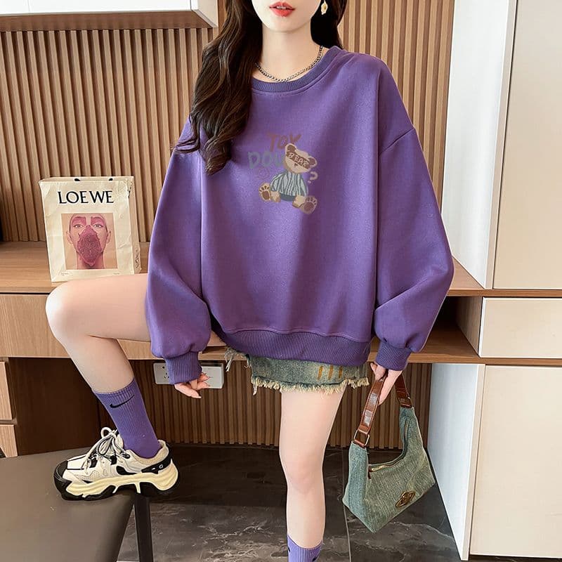 실사 정가 순수한 Mianhua 면 복합 우유 실크 이후 패키지 칼라 라운드 넥 패션 만나는 후드티 상세 이미지 16