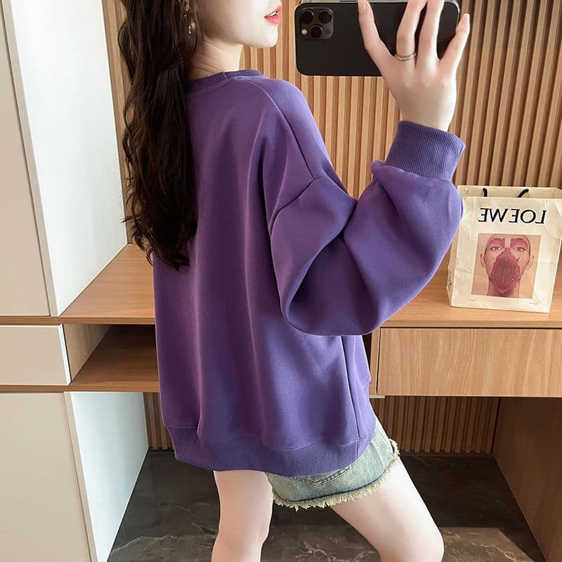 실사 정가 순수한 Mianhua 면 복합 우유 실크 이후 패키지 칼라 라운드 넥 패션 만나는 후드티 상세 이미지 20