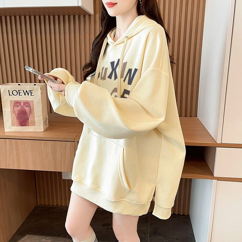 실사 정가 순수한 Mianhua 면 복잡한 우유 실크 이후 패키지 칼라 후드 트임 주머니 후드티 재킷 상세 이미지 8