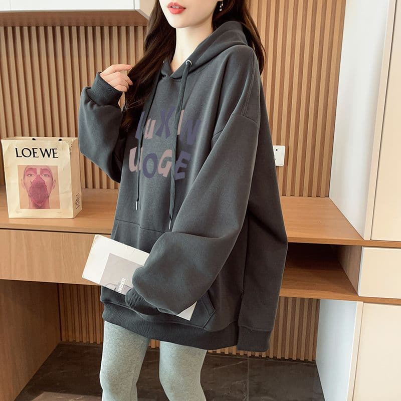실사 정가 순수한 Mianhua 면 복잡한 우유 실크 이후 패키지 칼라 후드 트임 주머니 후드티 재킷 상세 이미지 20