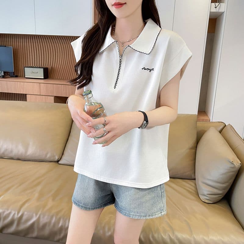 실사 180g 남자 바 면 Feifei 소매 티셔츠 여성 여름 드레스 반팔 얇은 스타일 POLO 칼라 루즈핏 작은 키 맨위