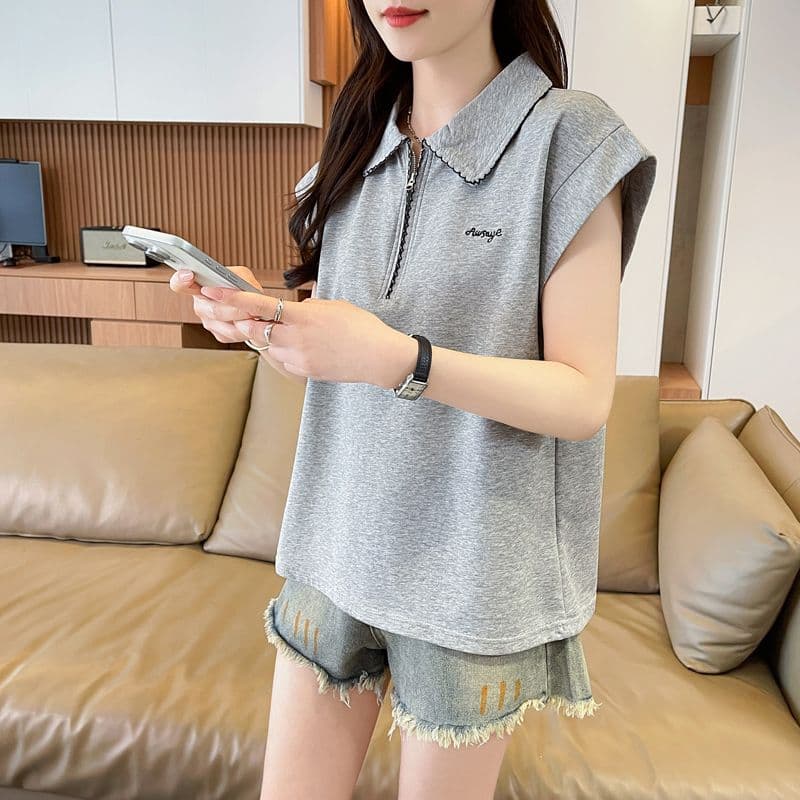 실사 180g 남자 바 면 Feifei 소매 티셔츠 여성 여름 드레스 반팔 얇은 스타일 POLO 칼라 루즈핏 작은 키 맨위 이미지 3