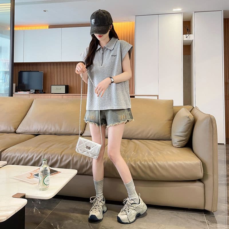 실사 180g 남자 바 면 Feifei 소매 티셔츠 여성 여름 드레스 반팔 얇은 스타일 POLO 칼라 루즈핏 작은 키 맨위 상세 이미지 13