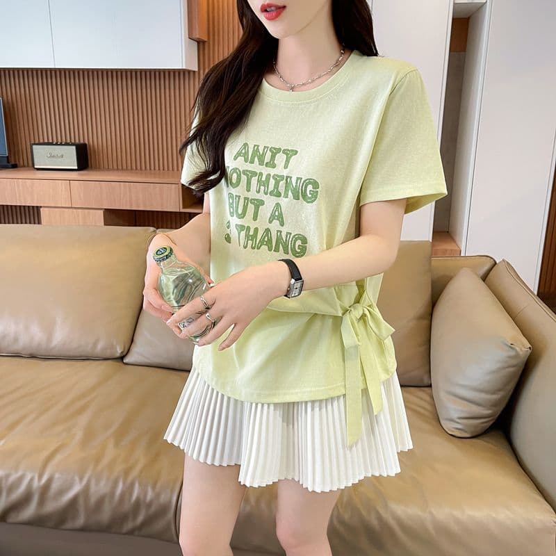 실사 얼음 센스 눈꽃 면 사탕 색상 반팔 셔츠 여성 여름 드레스 반팔 얇은 스타일 스트랩 루즈핏 작은 키 맨위 이미지 3