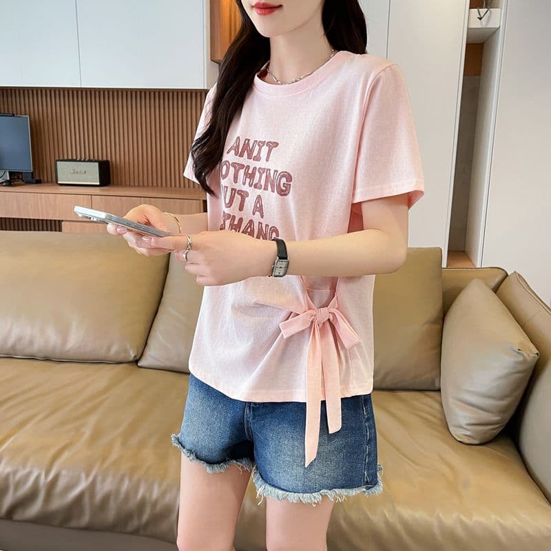 실사 얼음 센스 눈꽃 면 사탕 색상 반팔 셔츠 여성 여름 드레스 반팔 얇은 스타일 스트랩 루즈핏 작은 키 맨위 상세 이미지 8