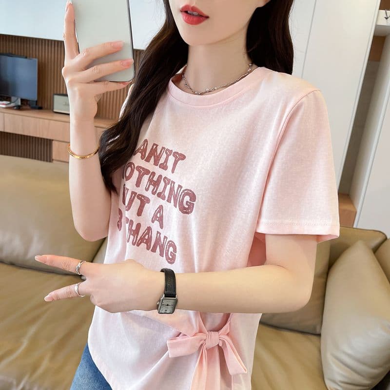 실사 얼음 센스 눈꽃 면 사탕 색상 반팔 셔츠 여성 여름 드레스 반팔 얇은 스타일 스트랩 루즈핏 작은 키 맨위 상세 이미지 9