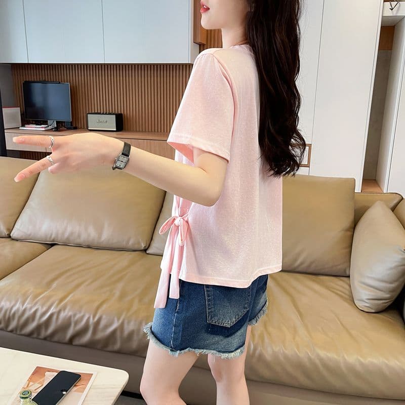 실사 얼음 센스 눈꽃 면 사탕 색상 반팔 셔츠 여성 여름 드레스 반팔 얇은 스타일 스트랩 루즈핏 작은 키 맨위 상세 이미지 11
