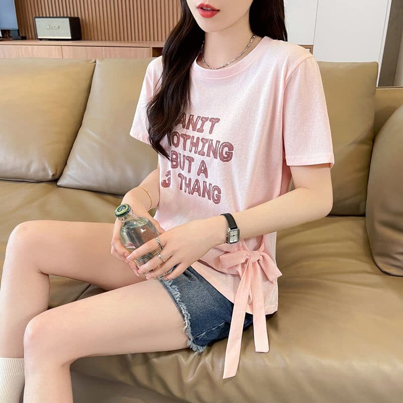 실사 얼음 센스 눈꽃 면 사탕 색상 반팔 셔츠 여성 여름 드레스 반팔 얇은 스타일 스트랩 루즈핏 작은 키 맨위 상세 이미지 12