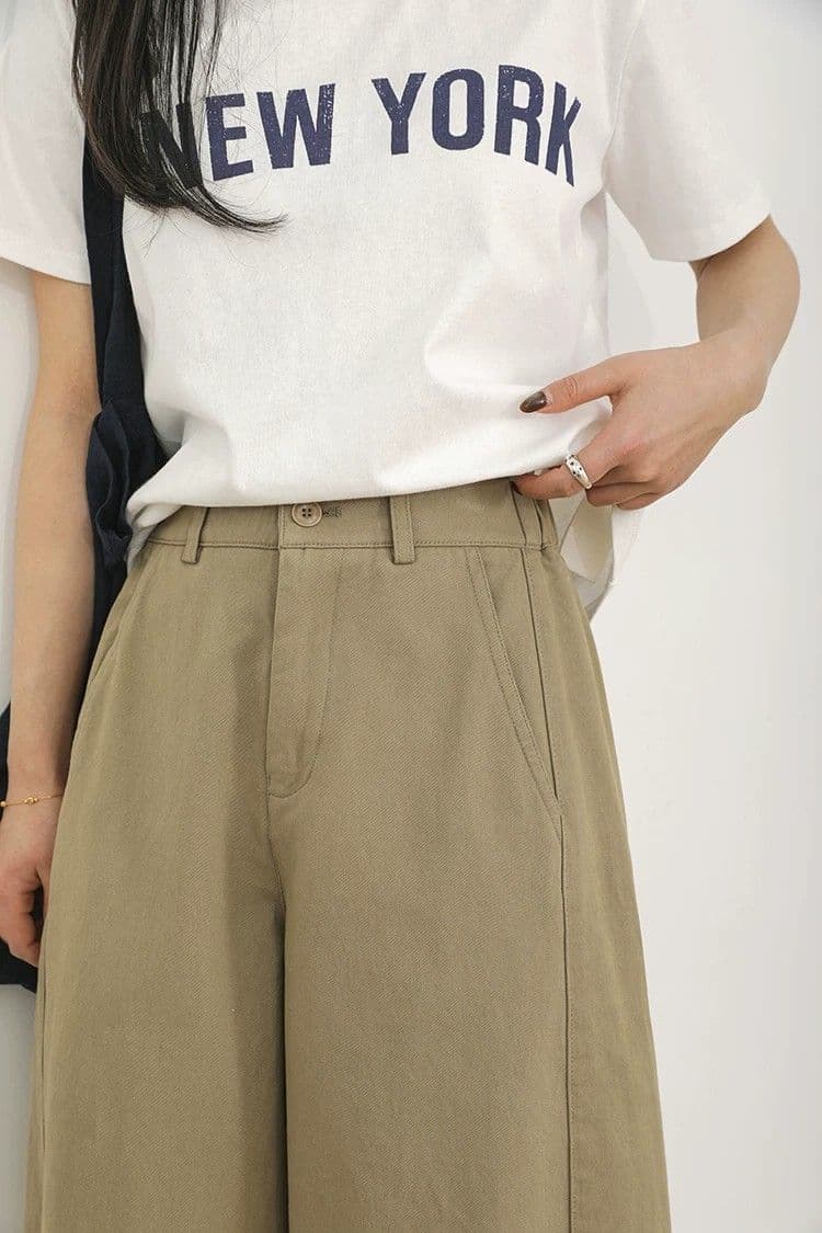 워싱 순면 여름 얇은 스타일 하이웨이스트 9 포인트 디자인 센스 워크웨어 팬츠 빅 사이즈 루즈핏 캐주얼 바지 상세 이미지 22