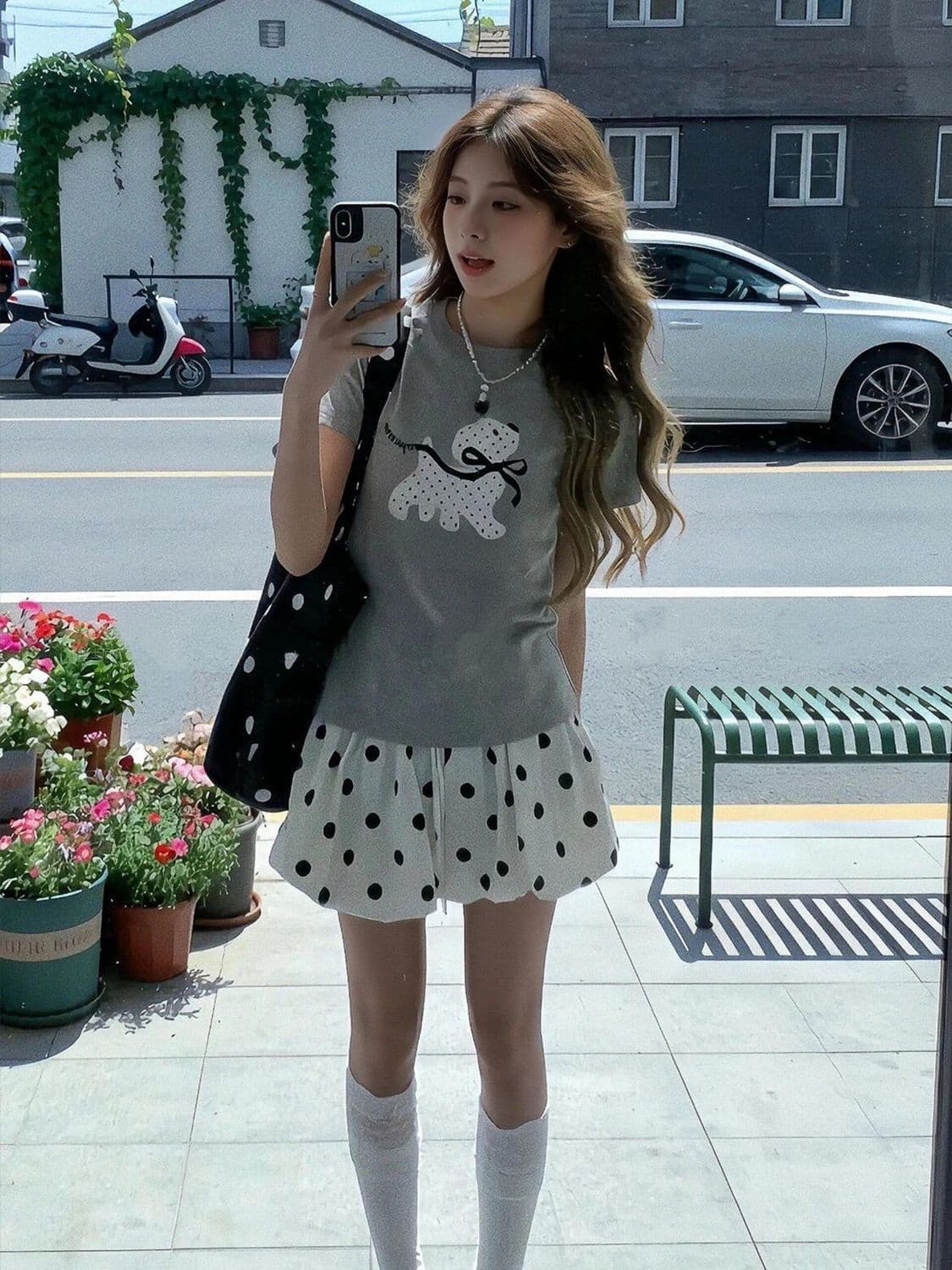 긍정적 인 어깨 국방 면 강아지 회색 반팔 티셔츠 여성 여름 2026 새로운 디자인 센스 작은 대중 루즈핏 슬림해 보이는 맨위 상세 이미지 5