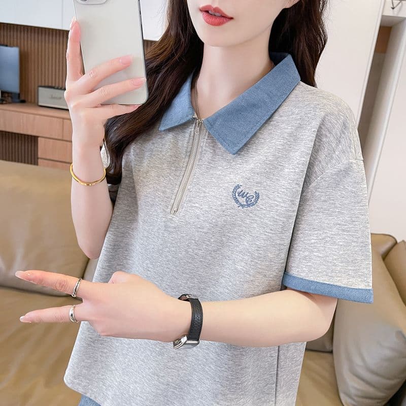 실사 180g 남자 바 면 반팔 티셔츠 여성 여름 반팔 얇은 스타일 데님 루즈핏 작은 키 디자인 센스 맨위