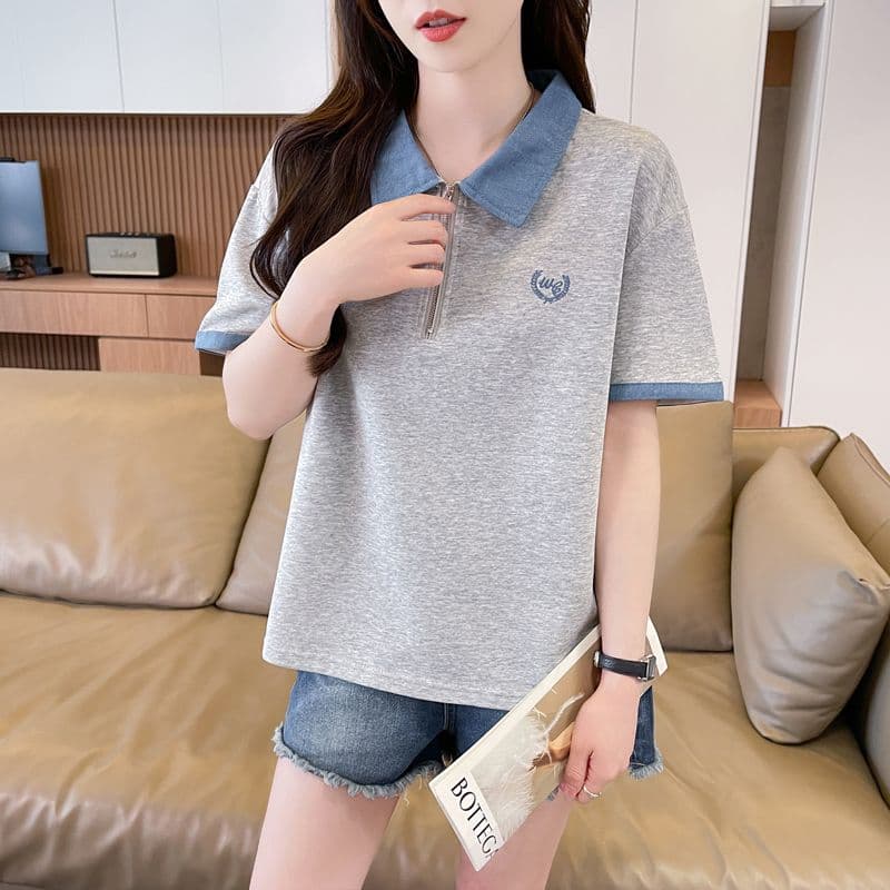 실사 180g 남자 바 면 반팔 티셔츠 여성 여름 반팔 얇은 스타일 데님 루즈핏 작은 키 디자인 센스 맨위 상세 이미지 18