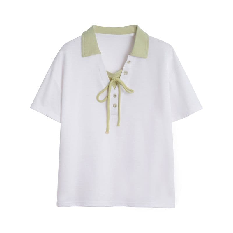 실사 180g 남자 바 면 반팔 티셔츠 여성 여름 드레스 얇은 스타일 배색 POLO 칼라 루즈핏 작은 키 맨위 상세 이미지 29