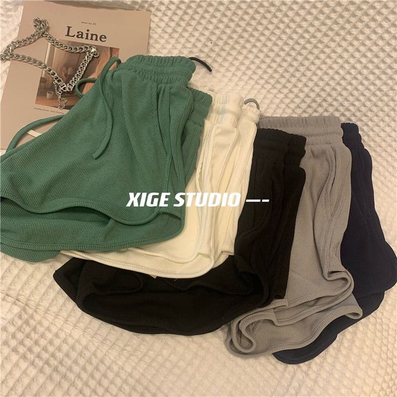 가정 파자마 바지 운동 반바지 여성 여름 ins 트렌디 일본식 바지 캐주얼 하이웨이스트 루즈핏 슬림해 보이는 와이드 레그 팬츠 상세 이미지 2