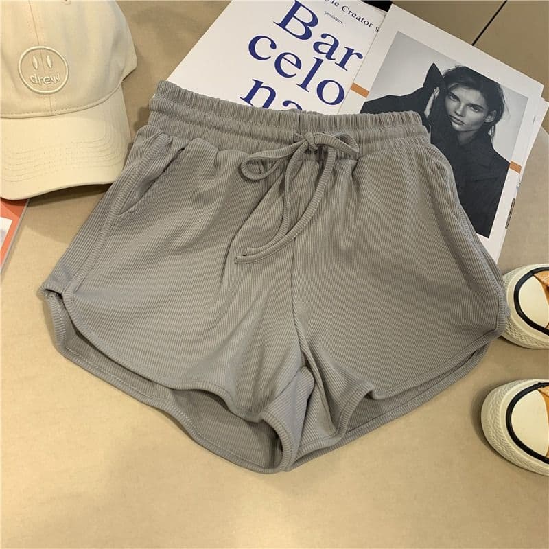 가정 파자마 바지 운동 반바지 여성 여름 ins 트렌디 일본식 바지 캐주얼 하이웨이스트 루즈핏 슬림해 보이는 와이드 레그 팬츠 상세 이미지 17