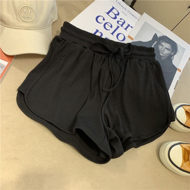 가정 파자마 바지 운동 반바지 여성 여름 ins 트렌디 일본식 바지 캐주얼 하이웨이스트 루즈핏 슬림해 보이는 와이드 레그 팬츠 상세 이미지 19