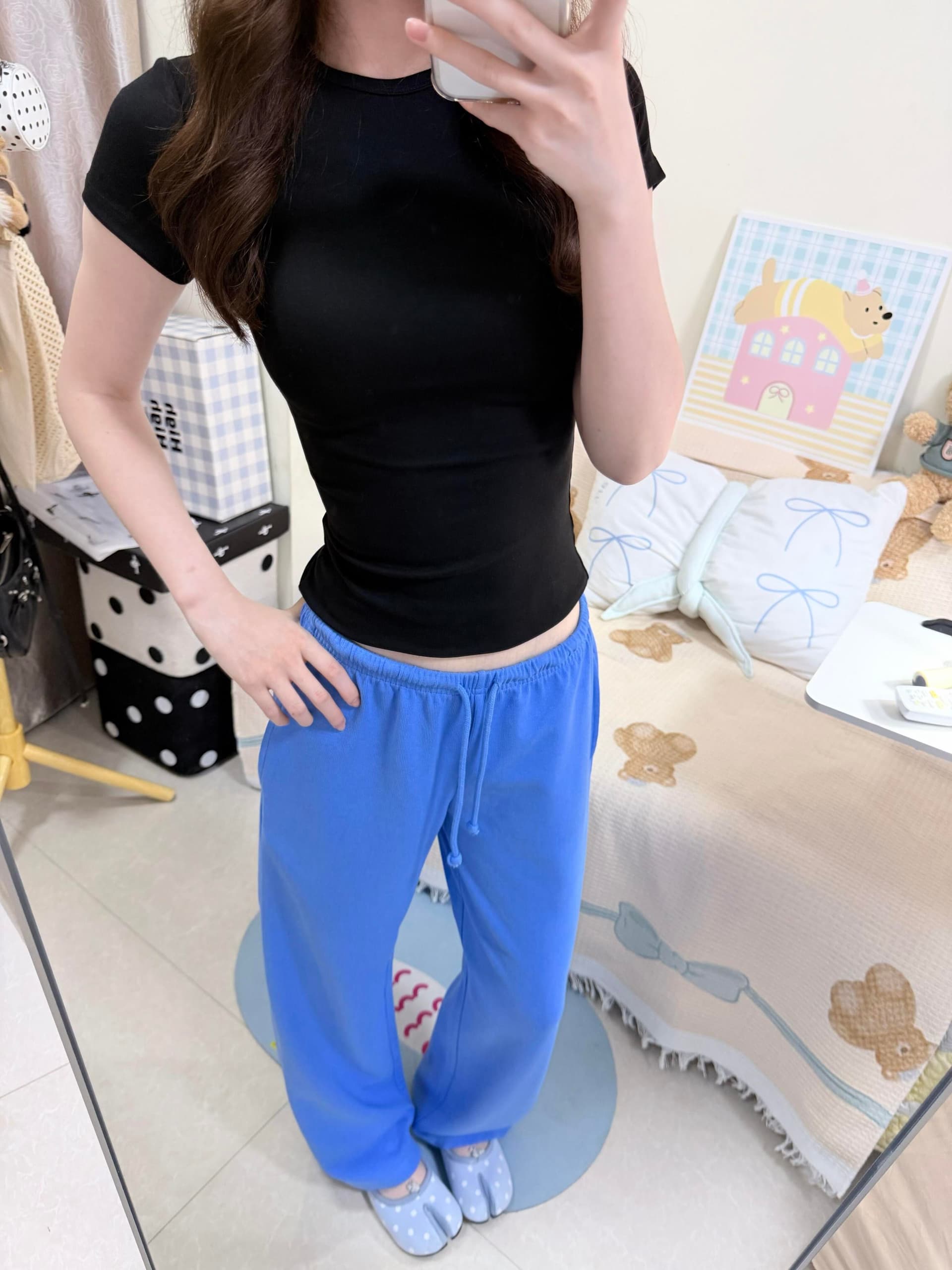허리밴드 루즈핏 얇은 스타일 캐주얼 넓은 다리 2026 여름 새로운 스트레이트 긴 바지 다용도 파란색 긴 바지 상세 이미지 6