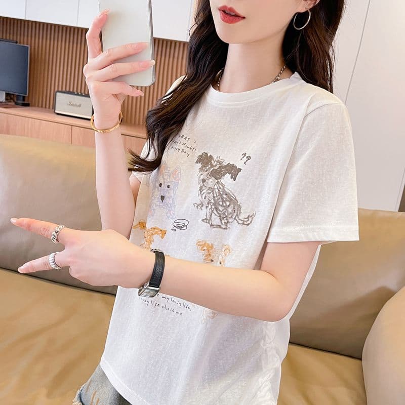 실사 얼음 센스 눈꽃 면 사탕 색상 반팔 셔츠 여성 여름 드레스 반팔 얇은 스타일 스트랩 루즈핏 작은 키 맨위 상세 이미지 10