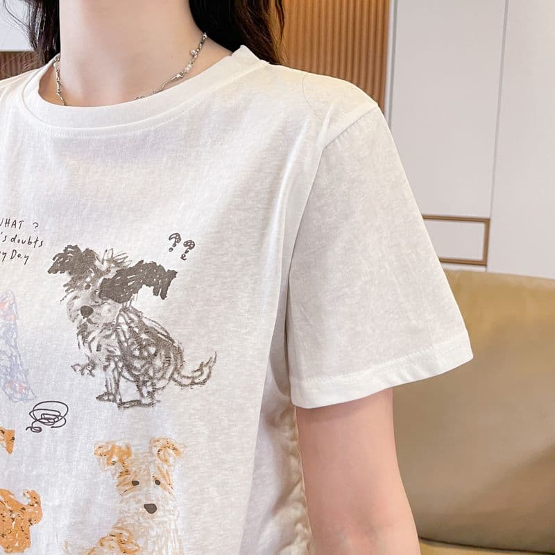 실사 얼음 센스 눈꽃 면 사탕 색상 반팔 셔츠 여성 여름 드레스 반팔 얇은 스타일 스트랩 루즈핏 작은 키 맨위 상세 이미지 31