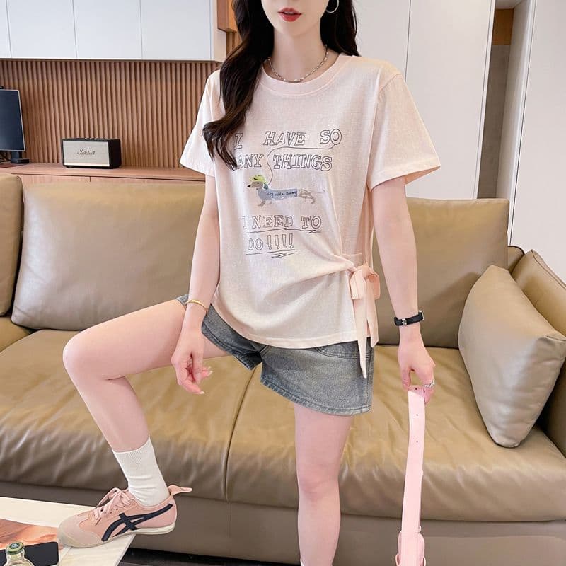 실사 얼음 센스 눈꽃 면 사탕 색상 반팔 셔츠 여성 여름 드레스 반팔 얇은 스타일 스트랩 루즈핏 작은 키 맨위 이미지 2