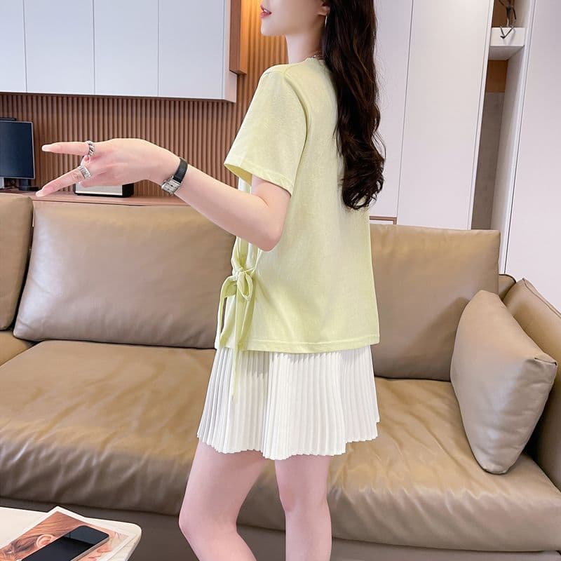 실사 얼음 센스 눈꽃 면 사탕 색상 반팔 셔츠 여성 여름 드레스 반팔 얇은 스타일 스트랩 루즈핏 작은 키 맨위 이미지 4