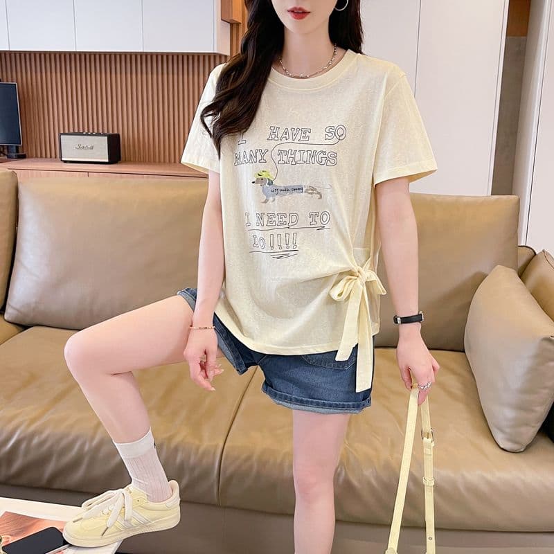 실사 얼음 센스 눈꽃 면 사탕 색상 반팔 셔츠 여성 여름 드레스 반팔 얇은 스타일 스트랩 루즈핏 작은 키 맨위 이미지 3