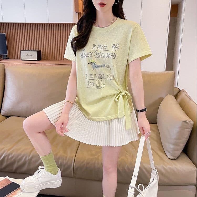 실사 얼음 센스 눈꽃 면 사탕 색상 반팔 셔츠 여성 여름 드레스 반팔 얇은 스타일 스트랩 루즈핏 작은 키 맨위 상세 이미지 1