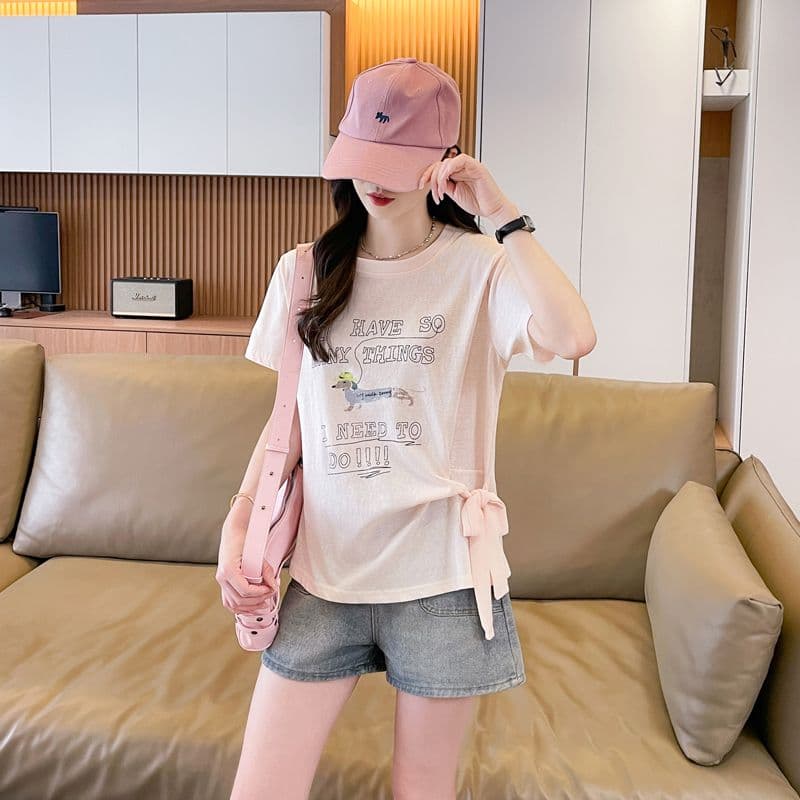 실사 얼음 센스 눈꽃 면 사탕 색상 반팔 셔츠 여성 여름 드레스 반팔 얇은 스타일 스트랩 루즈핏 작은 키 맨위 상세 이미지 6