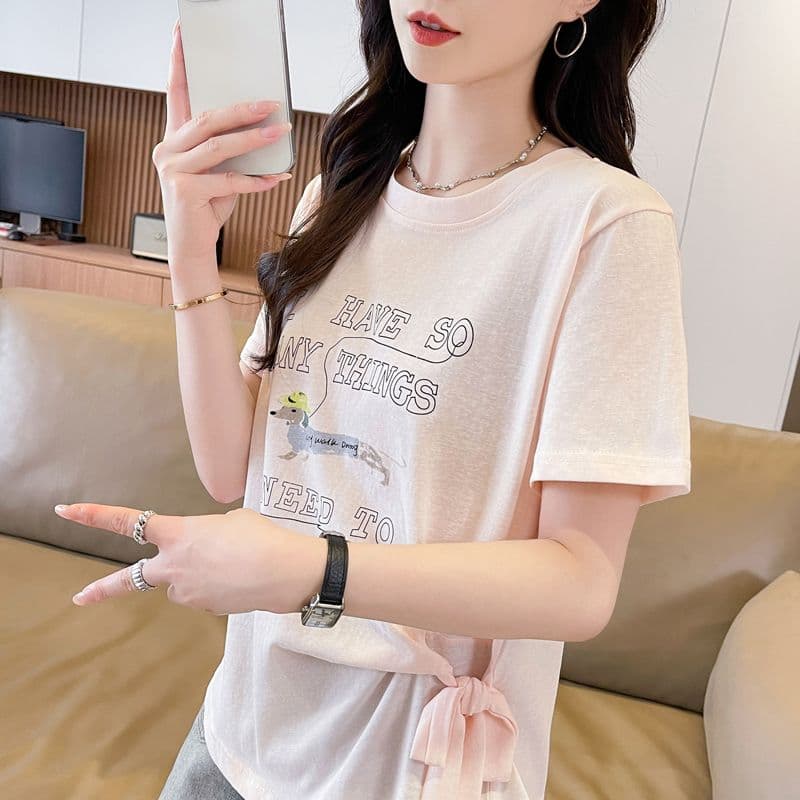실사 얼음 센스 눈꽃 면 사탕 색상 반팔 셔츠 여성 여름 드레스 반팔 얇은 스타일 스트랩 루즈핏 작은 키 맨위 상세 이미지 10