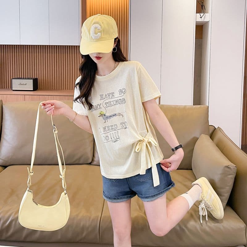 실사 얼음 센스 눈꽃 면 사탕 색상 반팔 셔츠 여성 여름 드레스 반팔 얇은 스타일 스트랩 루즈핏 작은 키 맨위 상세 이미지 14