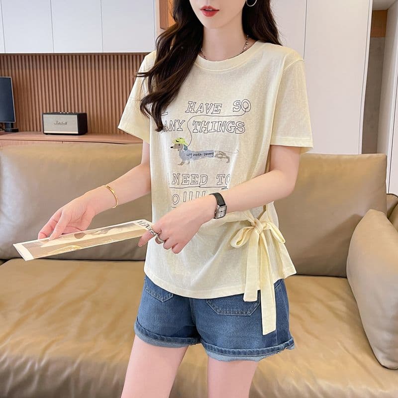 실사 얼음 센스 눈꽃 면 사탕 색상 반팔 셔츠 여성 여름 드레스 반팔 얇은 스타일 스트랩 루즈핏 작은 키 맨위 상세 이미지 15