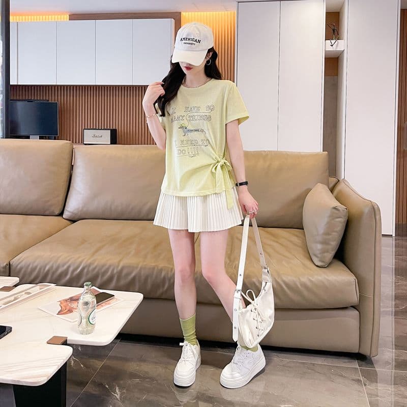 실사 얼음 센스 눈꽃 면 사탕 색상 반팔 셔츠 여성 여름 드레스 반팔 얇은 스타일 스트랩 루즈핏 작은 키 맨위 상세 이미지 21