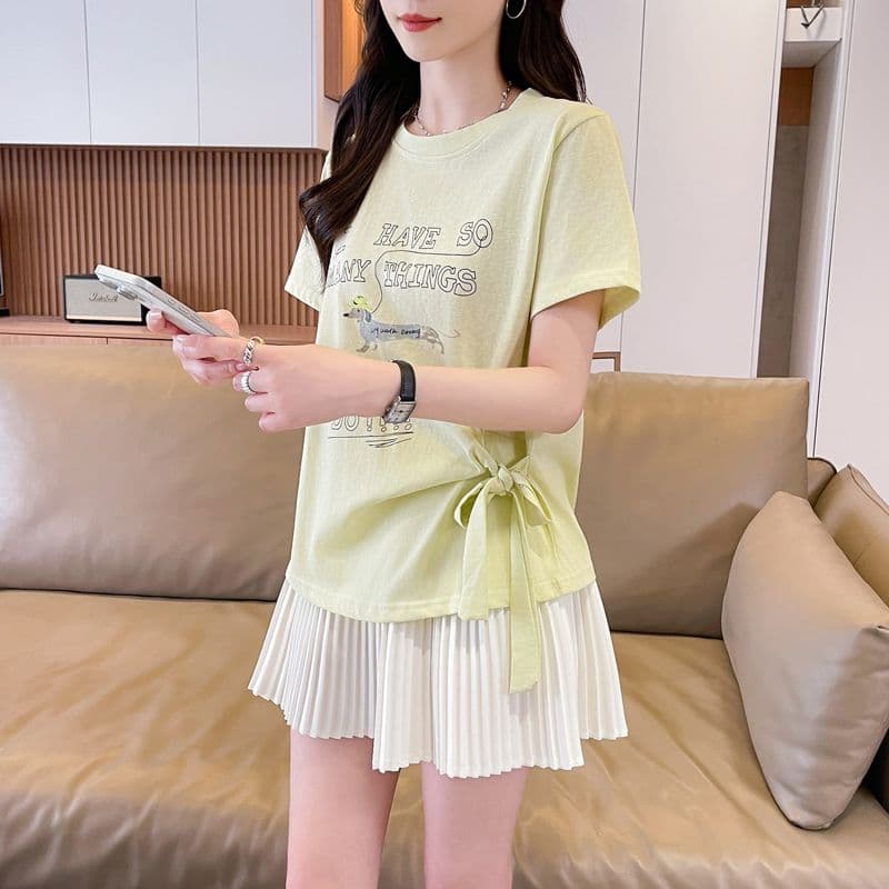 실사 얼음 센스 눈꽃 면 사탕 색상 반팔 셔츠 여성 여름 드레스 반팔 얇은 스타일 스트랩 루즈핏 작은 키 맨위 상세 이미지 25