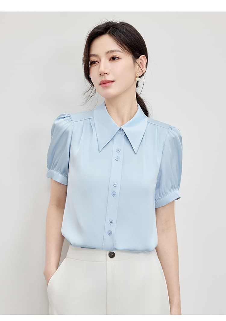 2026 년 여름 화이트 폴로 칼라 미니멀리즘 반팔 셔츠 루즈핏 슬림해 보이는 패션 연령 감소 품격 다용도 맨위 여성 상세 이미지 27
