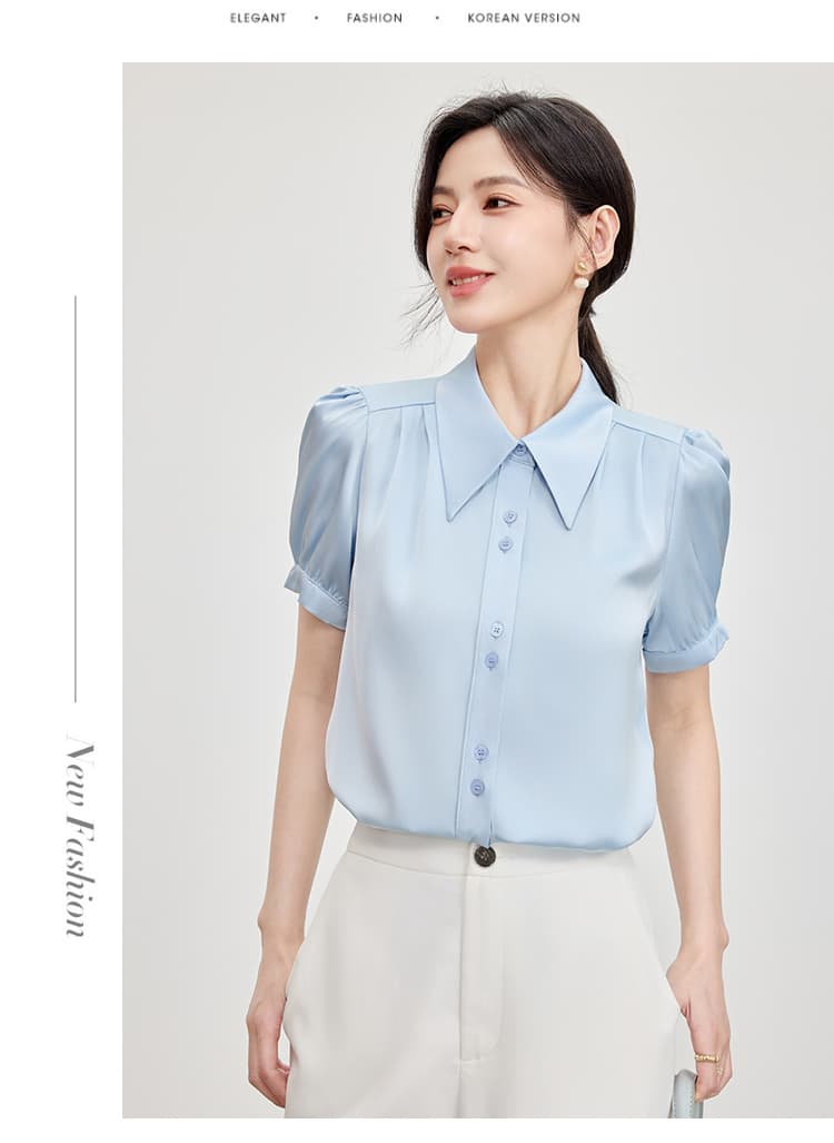 2026 년 여름 화이트 폴로 칼라 미니멀리즘 반팔 셔츠 루즈핏 슬림해 보이는 패션 연령 감소 품격 다용도 맨위 여성 상세 이미지 28