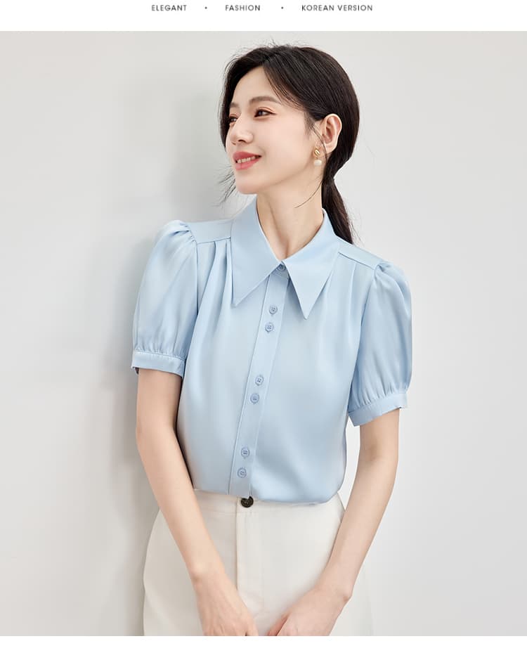 2026 년 여름 화이트 폴로 칼라 미니멀리즘 반팔 셔츠 루즈핏 슬림해 보이는 패션 연령 감소 품격 다용도 맨위 여성 상세 이미지 29