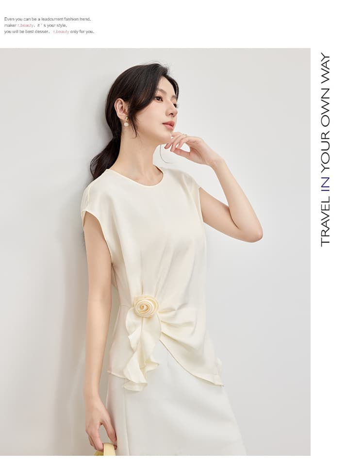 2026 여름 새로운 박쥐 셔츠 반팔 새틴 셔츠 여성 셔츠 외국 가스 작은 셔츠 셔츠 표지 배 슬림해 보이는 다용도 상세 이미지 23
