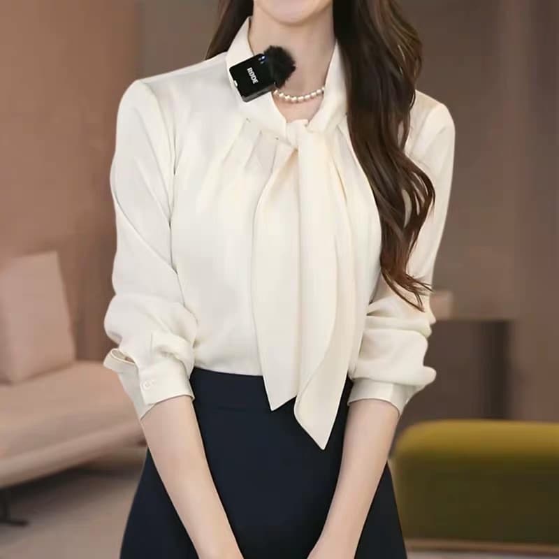 2026 가을 작은 대중 디자인 센스 스카프 칼라 여성 셔츠 통기성 도루 센스 루즈핏 다용도 표지 고기 슬림해 보이는 맨위 이미지 2