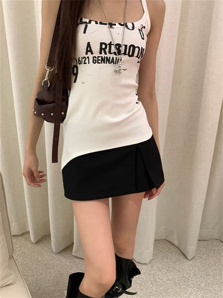 40 모달 260 그램 사람들 면 아메리칸 핫걸 불규칙 캐미솔 봄 여름 새로운 알파벳 상세 이미지 4