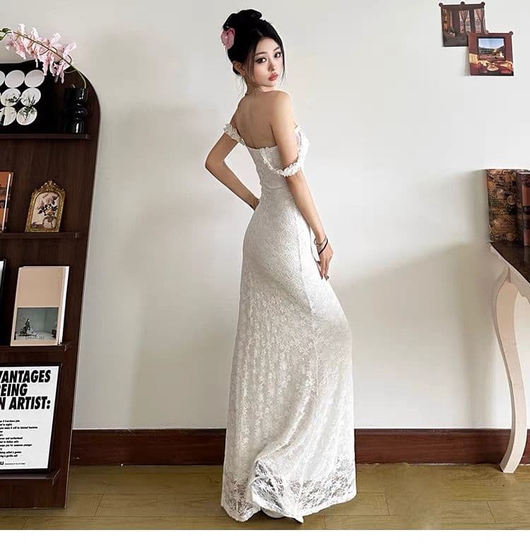 순수한 욕망 요정 가스 낭만주의 레트로 레이스 슬립 여성 드레스 질감 센스 몸매 가꾸기 슬림해 보이는 타이트 스커트 롱 스커트 상세 이미지 8